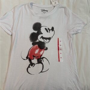 Disney Mickey Mouse White and Black Short Sleeve Tee